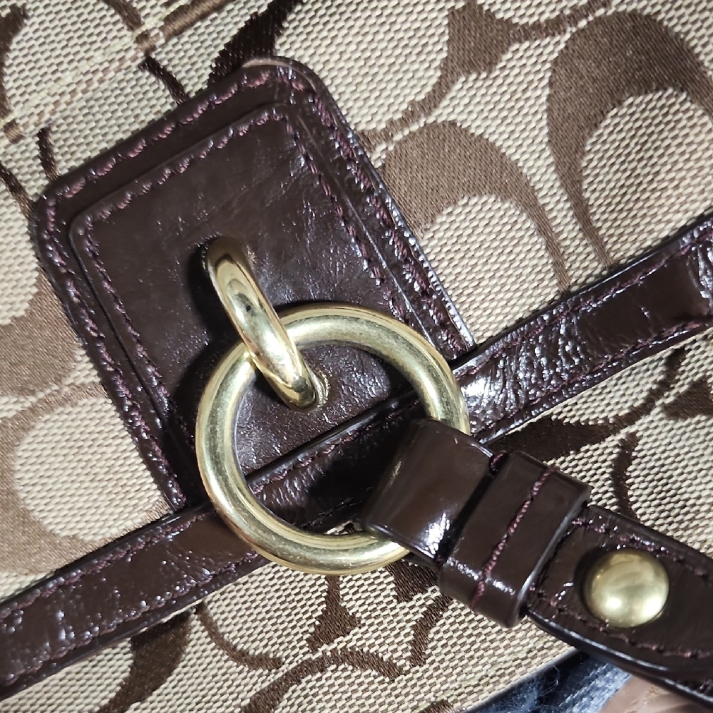 Coach Brown Shoulder Bag with Signature Monogram - Picture 11 of 14